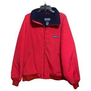 Lands End Red All Weather Jacket with Navy Collar L